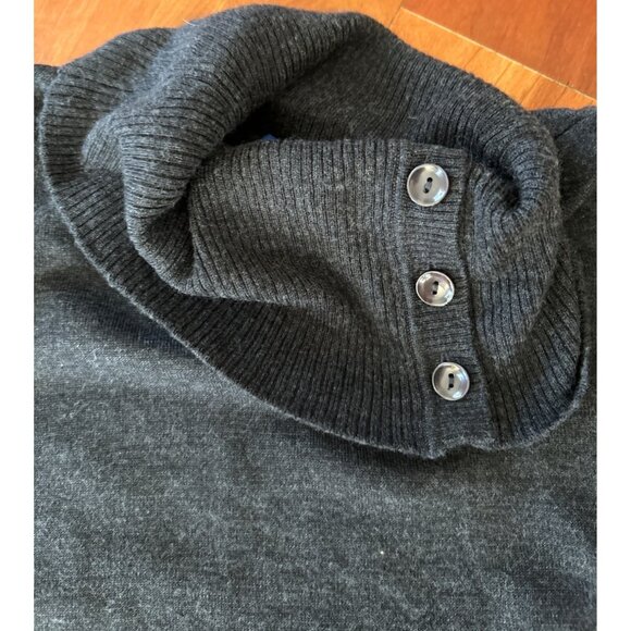 Pendleton Women's Merino Wool Gray Red Brown Striped Button Cowl Neck Sweater S - Picture 10 of 10